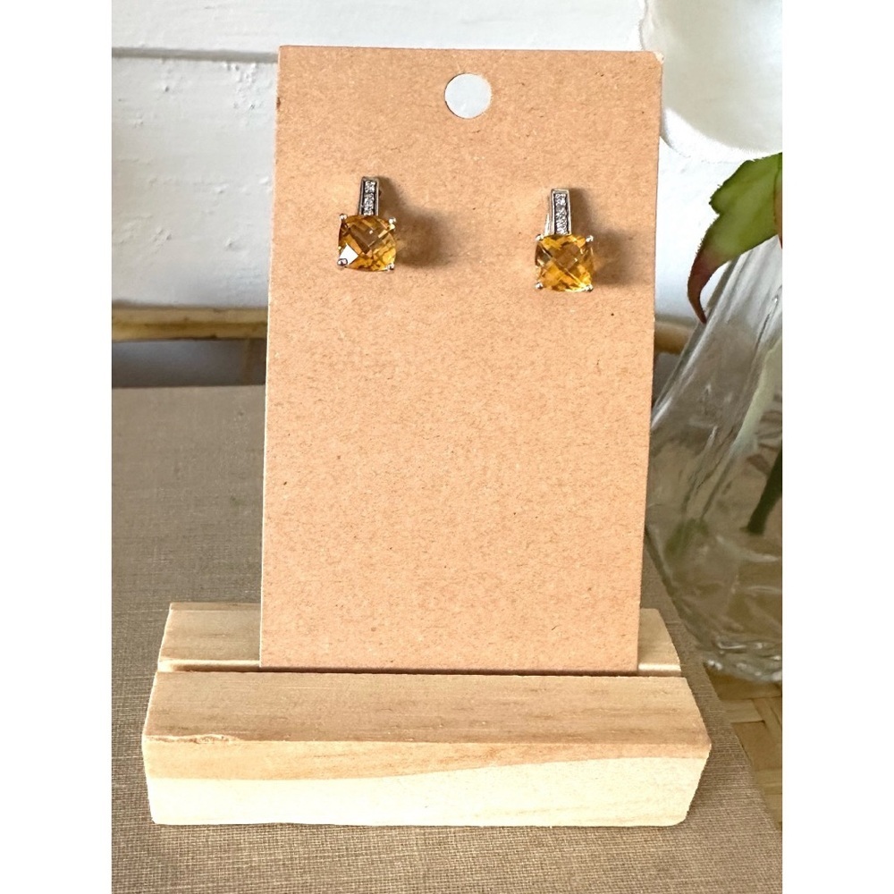 Cushion Cut Citrine w/ CZ stones